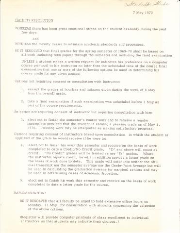 Faculty Resolution Document 1 - Available at Digital History